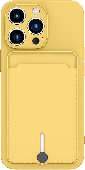 for iPhone 14 Plus Phone Case with Card Holder [Slim + Protective] Silicone Phone Case iPhone 14 Plus Wallet Case for Women Men Yellow