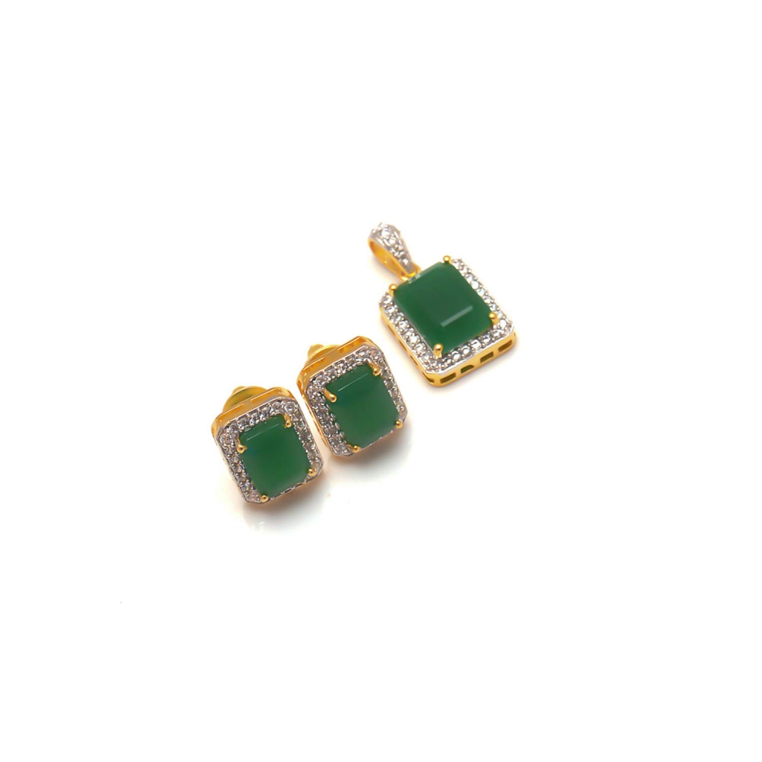 Jewar Mandi Pendant/Locket with Earrings Gold Plated Green Emerald Ad Cz Jewelry for Women & Girls 8446 (B08RP67GGQ) Amazon Price History, Amazon Price Tracker