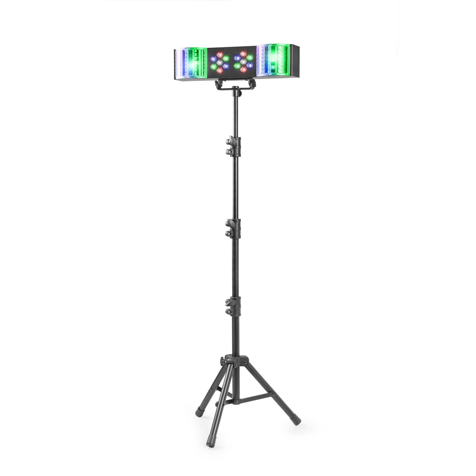 Fuzzix DerbyStar1 Partylicht mit Stativ - LED Lichtorgel Musikgesteuert mit Derby & Wash Effekt - DJ Lichtanlage für Bühnenlicht & Party Beleuchtung - Komplettes Set mit Fernbedienung