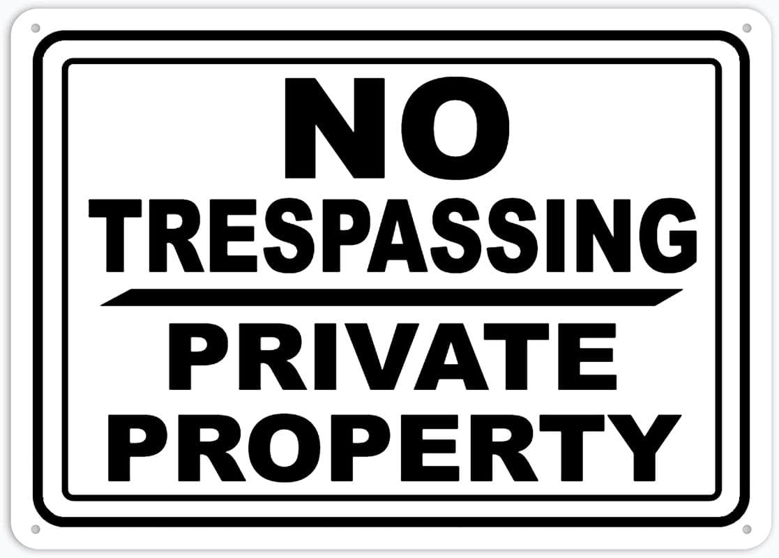 peiyeety No Trespassing Private Property Sign 12X8 Inch Tin Sign Great for Garden and Yard Wall Decor