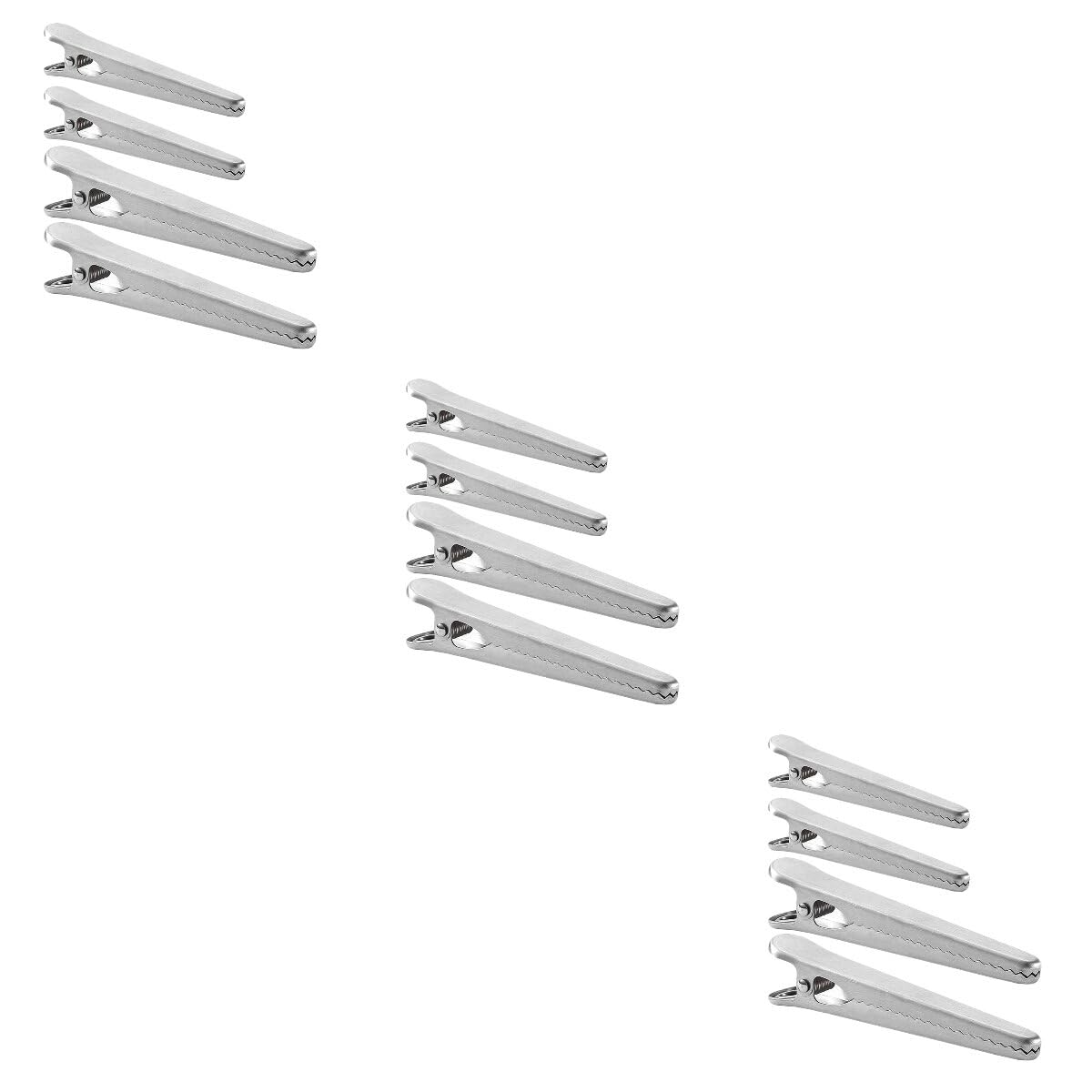 BESTonZON 12pcs Steel Snack Clamp Fresh-keeping Air Keeping Heavy Metal Bag Coffee Bags Jaw Clamps Clips on Sealing Alligator Grips Grip Tight Stainless Chip Tool Clip Seal