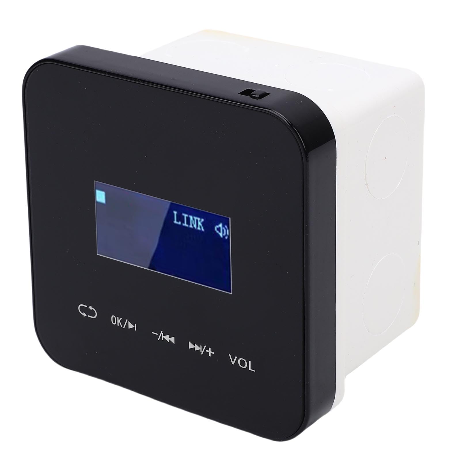 Amplificatore Musicale per Montaggio a Parete, Amplificatore Wireless Ad Alta Potenza a 2 2x25 W con Display LCD da 1,7 Pollici, Stereo Compatto Montato a Parete con Telecomando IR per Bar