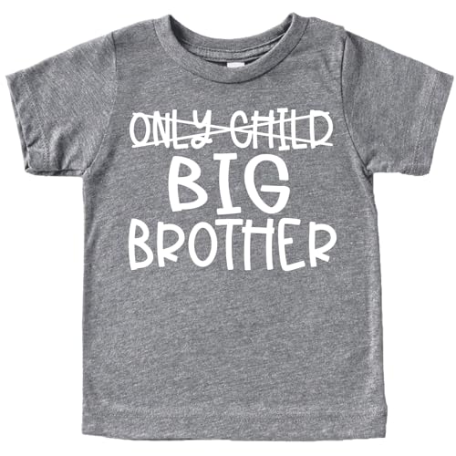 Only Child to Big Brother Sibling Reveal Announcement Shirt for Boys Big Brother Sibling Outfit Granite Heather Shirt 12 Months