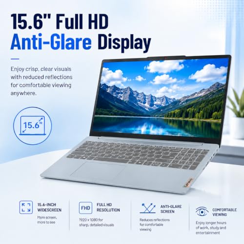 Image of Lenovo IdeaPad Slim 3i, 15.6 inch FHD Laptop, Microsoft 365 Included, Quad-Core Intel N150, 8GB DDR5, 128GB SSD, Win 11, Dolby Audio, Numeric Keypad