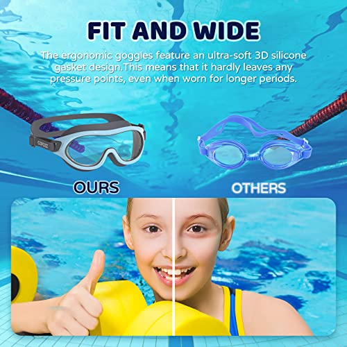 COPOZZ Kids Swim Goggles for 6-14, Wide View Swimming Goggles No Leak Anti Fog UV Protection Youth Swim Goggles - image 6