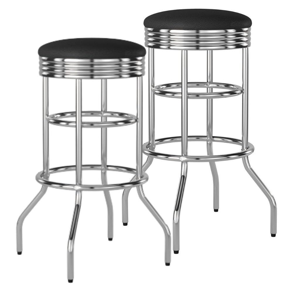 TRINITY Heavy Duty 30 Inch Swivel Bar Stool in Chrome and Black