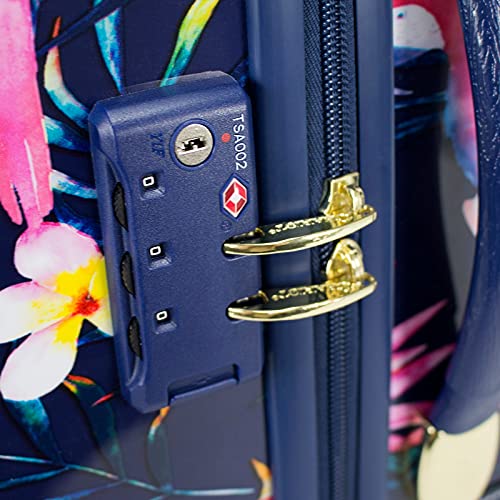 World Traveler Chariot Gatsby Vintage Style 2-Piece Hardside Carry-On Retro Train Case Spinner Luggage Set - Parrot4