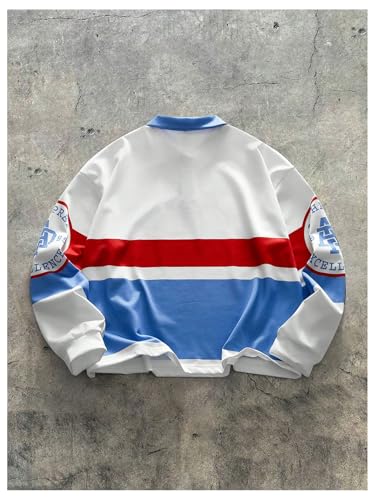 Men's Color Block Oversized Shirts Streetwear Long Sleeve Number Graphic Baggy Golf Tennis Shirt2