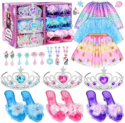 Dreamon Prinzessin Schuhe Mädchen, Stöckelschuhe Kinder Prinzessinnen Schuhe Kostüm Kinder Faschingskostüme Spielzubehör Weihnachten Geschenk Für 3 4 5 6 Jahre