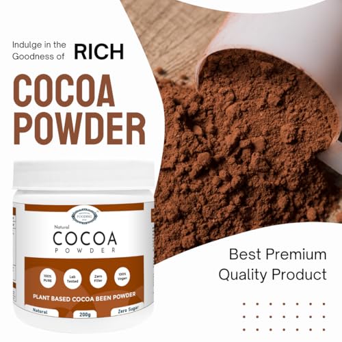Image of Premium Natural Cocoa Powder | Unsweetened & 100% Pure | Perfect for Baking, Smoothies, and Hot Chocolate | Vegan, Gluten-Free, and Non-GMO | 200g
