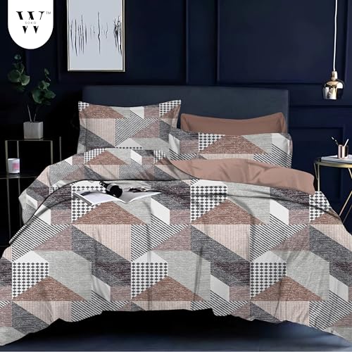 HOME Premium W-SOKO-WISDOMSHOPPEE Glace Cotton 180 TC Flat Single Bedsheets Breathable | Wrinklefree (Size-60X90 Inch) with 1 King Size Pillow Covers (Size-17X27 Inches, Cricle Print, Multicolor)