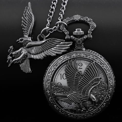 Image of Tiong Pocket Watch Pattern Vintage Quartz Pocket Watches with Chain Christmas Graduation Birthday Gifts Fathers Day
