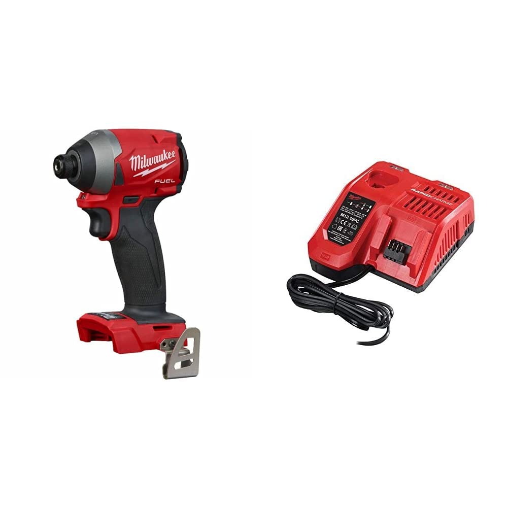 Milwaukee4933464087 M18FID2-0 18V Impact Driver GEN 2 Body Only - Black-Red & M12-18FC M12-M18 Multi Fast Charger, 230 V, One Size