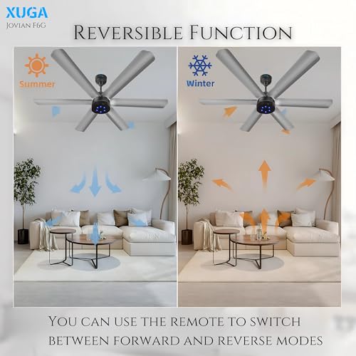 Image of XUGA Jovian F6G-D Premium Smart 1200mm, BEE 5-star BLDC fan,6 Blade,Remote Ceiling fan for Home, 100% Copper Motor,Energy Saving, High Air Delivery,LED(5 Year Warranty)