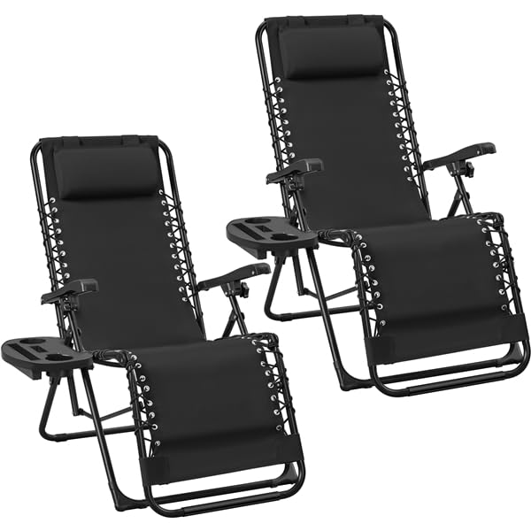 Yaheetech Chaise Longue inclinable avec Porte-gobelet Fauteuil Relax Zéro Gravité Transat pour...