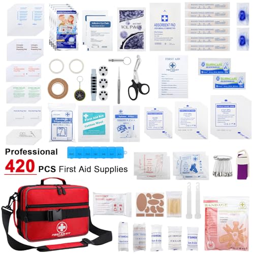 Premium 420 Piece Large First Aid Kit for Home, Car, Travel, Camping, Truck, Hiking, Sports, Office, Vehicle & Outdoor Emergencies - Emergency Medical Kits, Businesses & Home Medical Supplies - Image 3