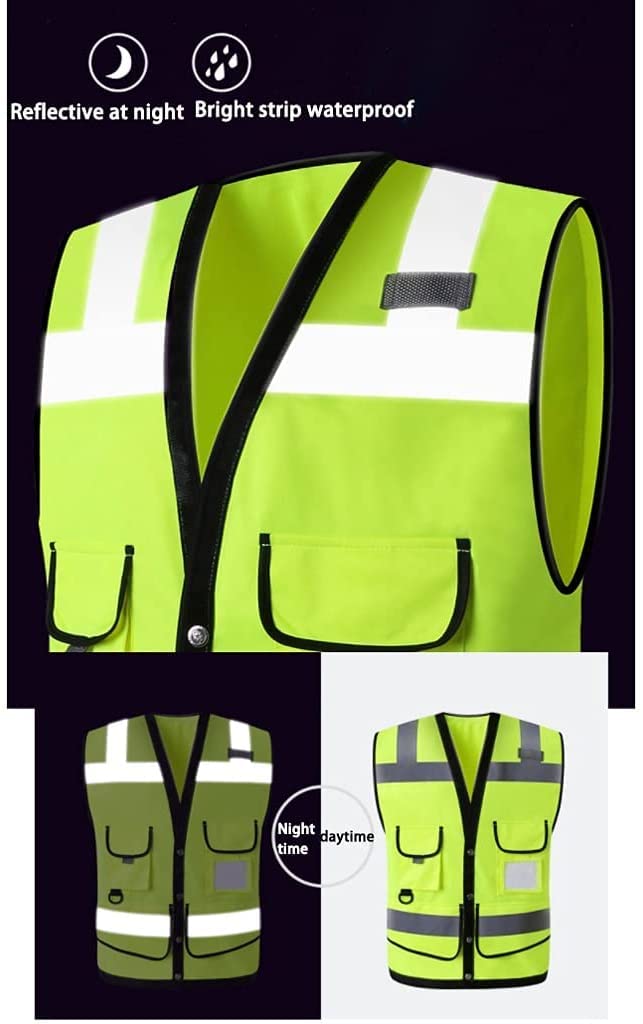 TOMYEUS Paquete de 2 Chalecos Reflectantes de Alta Visibilidad Diseño de múltiples Bolsillos Chaleco de Seguridad Traje Reflectante de tráfico de Ciclismo Unisex