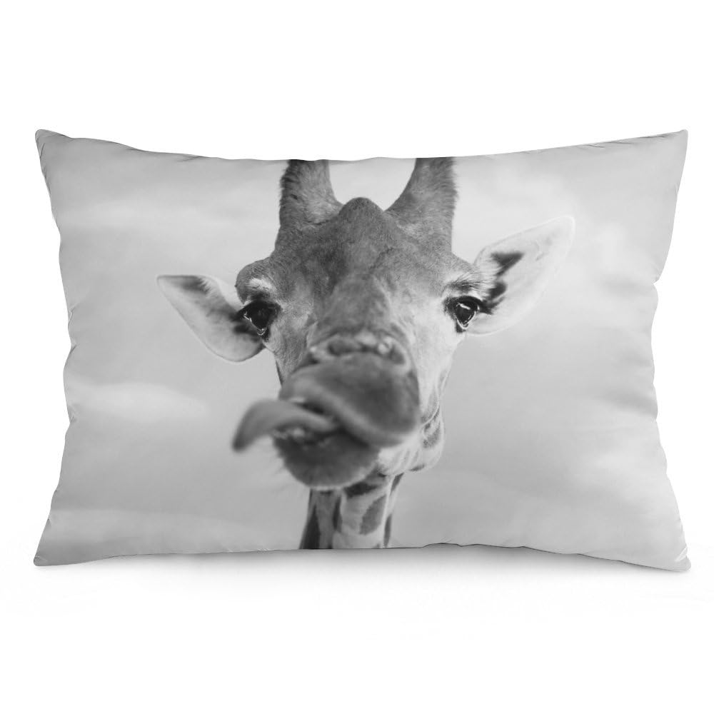 NIBABAEU Cushion Covers 1 PCs Cute Wild Animal Cute Giraffe Decorative Throw Pillow Covers 20x30inches (50x75cm) Soft Polyester Pillow Cases Rectangular Pillowcases