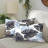 DYTXIII Paquete de 2 almohadas lumbares impermeables para exteriores con relleno, azul