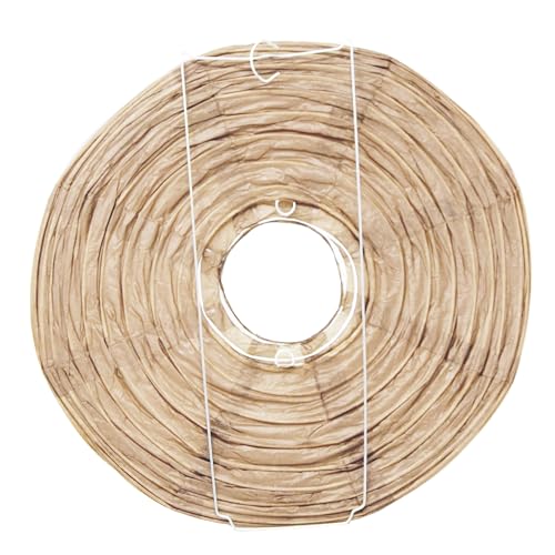 Image of Mudra Crafts 12 Inch Round Chinese Kraft Paper Lanterns Hanging Decor | 10 PCs, Reusable, Indoor Outdoor Decorative Lamp Shade, for Ceiling, Wedding, Shower, Party, Festival, Home Decoration