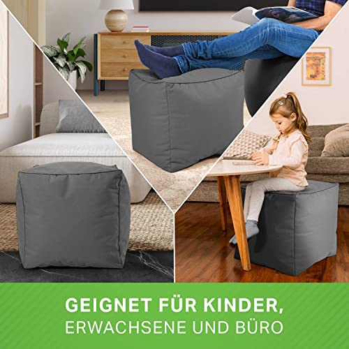 Green Bean Outdor Pouf-Hocker 40x40x40cm mit EPS-Perlen Füllung - Erweiterung & Addon für Sitzsäcke: Fußhocker Fußkissen - Bodenkissen… – Ansicht 5