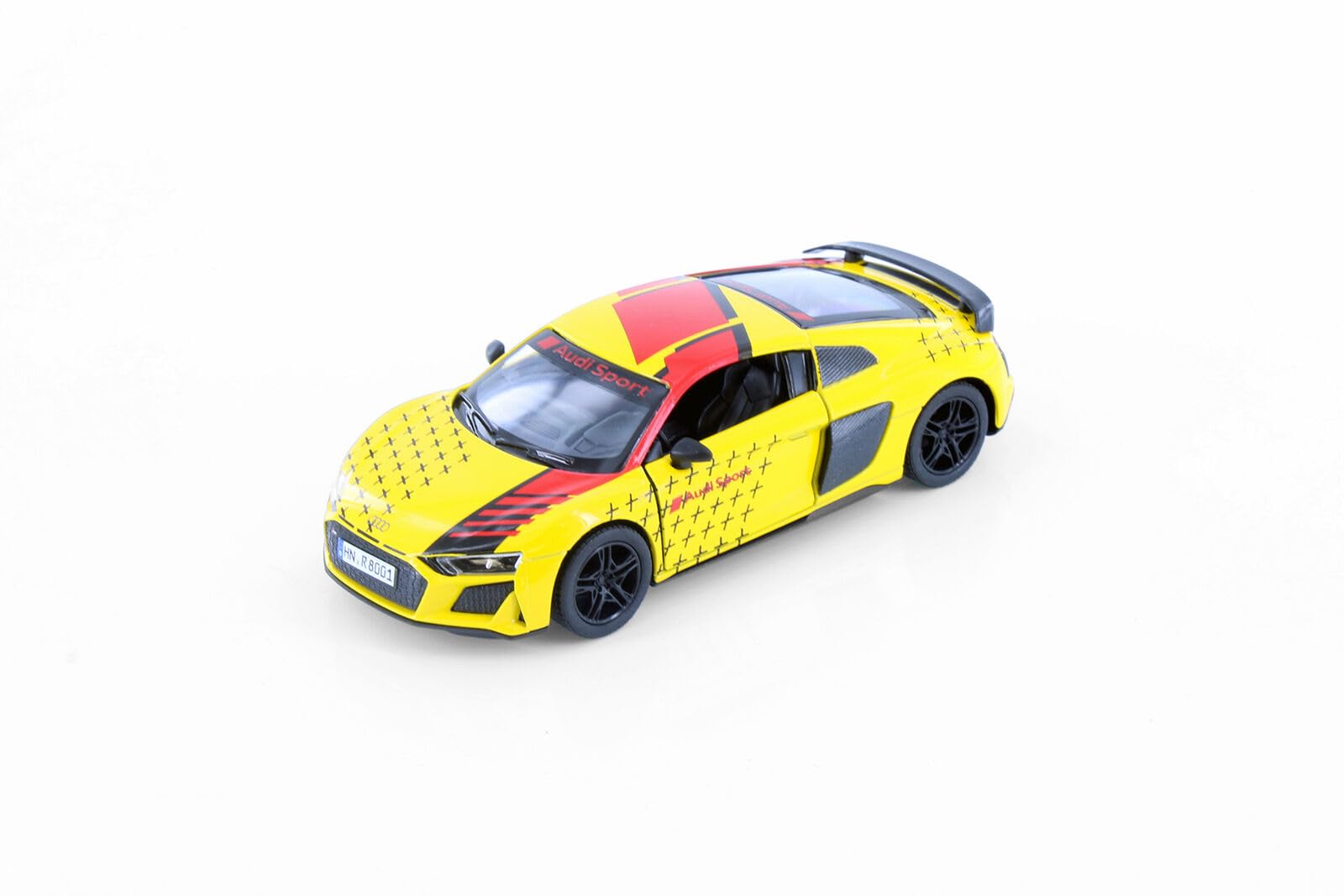 Easy Toys model car compatible with Audi R8 Coup 2020 racing. Scale toy car with opening doors. Car modeling. (Yellow)