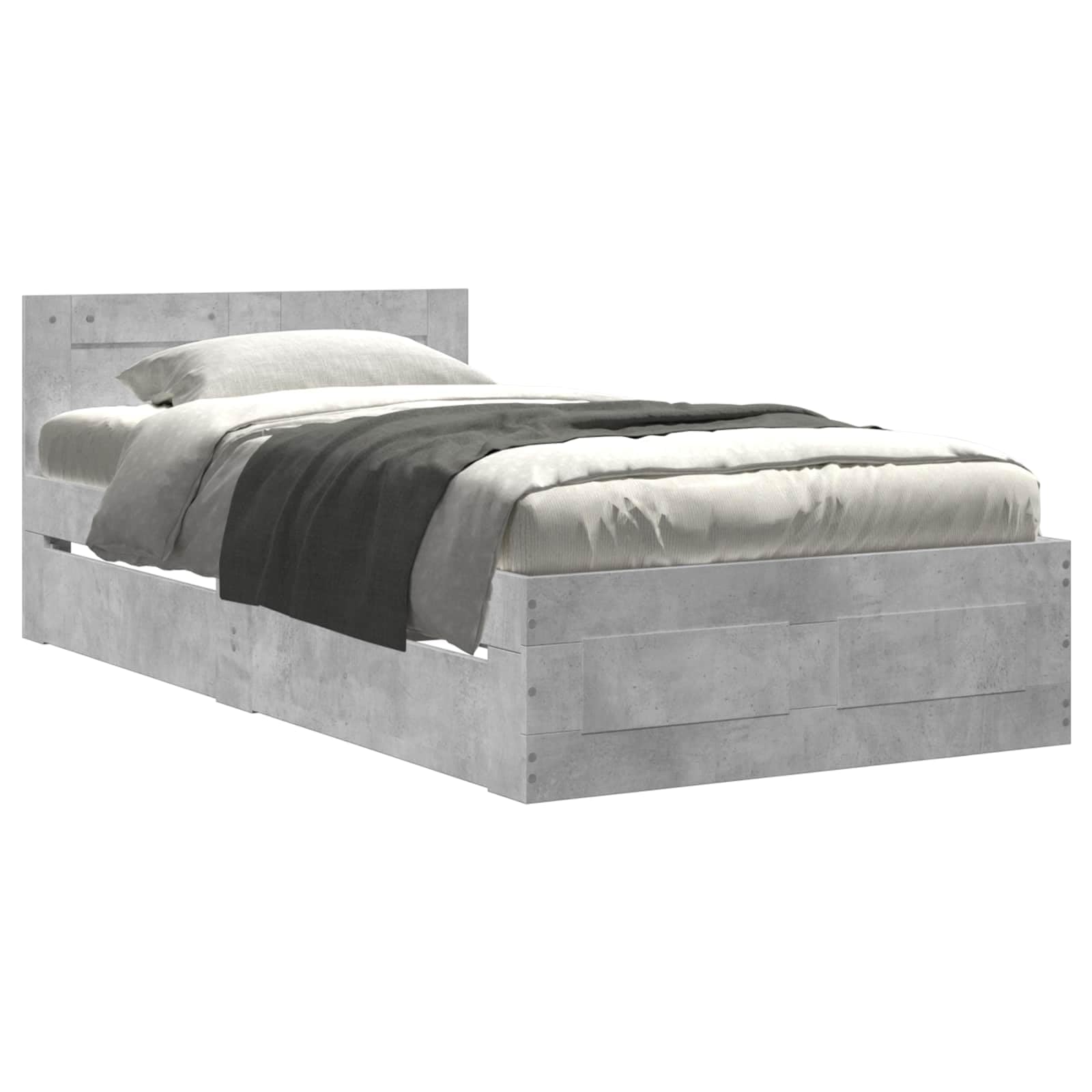 vidaXL Bed Frame with Drawer 2 pcs Concrete Grey Engineered Wood — image 1