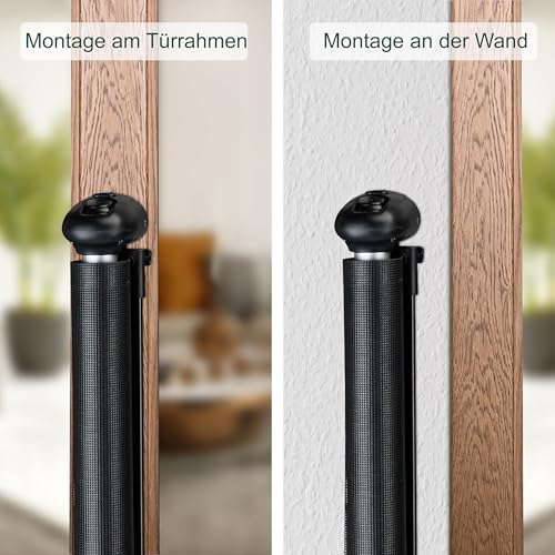 Relaxdays Treppenschutzgitter ausziehbar, Öffnungsbreite 70-140 cm, Bohrmontage, Kinder & Hunde, Türschutzrollo, schwarz