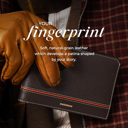 Image of MOKOBARA Stash Travel Bifold Wallet Gift for Men | Geometric Textured | Genuine Leather | RFID Protected | Fits Boarding Pass | Fits Internation Currency | SIM and Ejector Pin Slot | Ka-Ching (Brown)