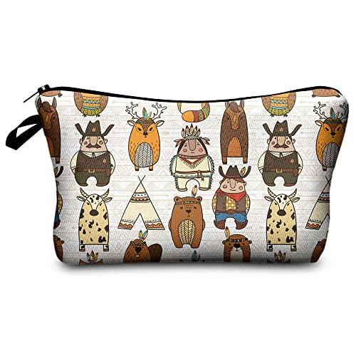 PREMYO Make-Up Pouch Cosmetic Bag Toiletry All Over Printed Design Cowboy Fits in Handbag Ideal for Essentials Traveling Suitable as Pencil Case