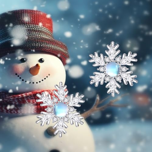 Boucles d'oreilles flocon de neige en argent : cadeau de Noël idéal - 6