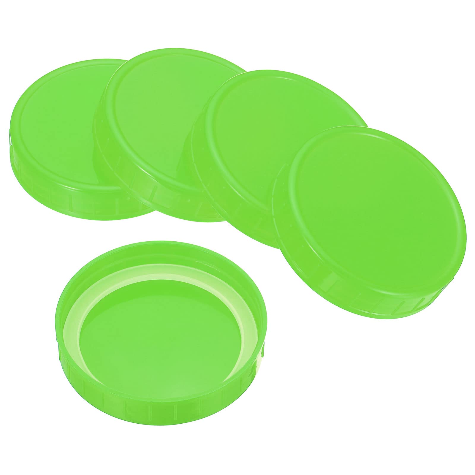 PATIKIL 86mm Wide Mouth Plastic Mason Jar Lids, 1Set/6 Pack Canning Jars Caps with Silicone Sealing Ring for Kitchen Storage Green