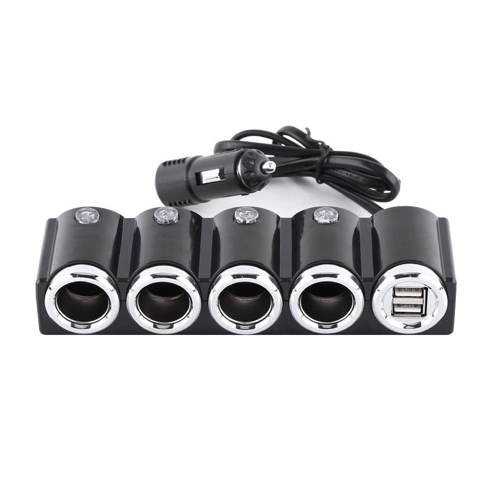 Nikou 4 Way Car Cigarette Lighter Splitter, DC 12V/24V USB Power Adapter
