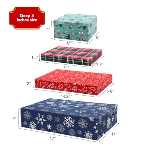 NUJOVI-13-Piece-Christmas-Gift-Boxes-with-Lids-Beautiful-Assorted-Boxes-for-Wrapping-Gifts-with-4-inch-Deep-Robe-Boxes-and-8x8x4-Gift-Box-Gift-Boxes-for-Presents-Shirt-Robe-Lingerie-etc