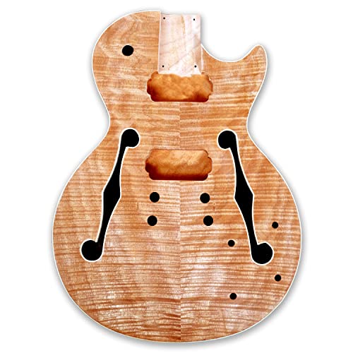 Bexgears Diy Electric Guitar Kits Flame Mahogany Veener Top Hollow Okoume Wood Body Maple Neck & Composite Ebony Fingerboard You Build The Guitar #TOP1