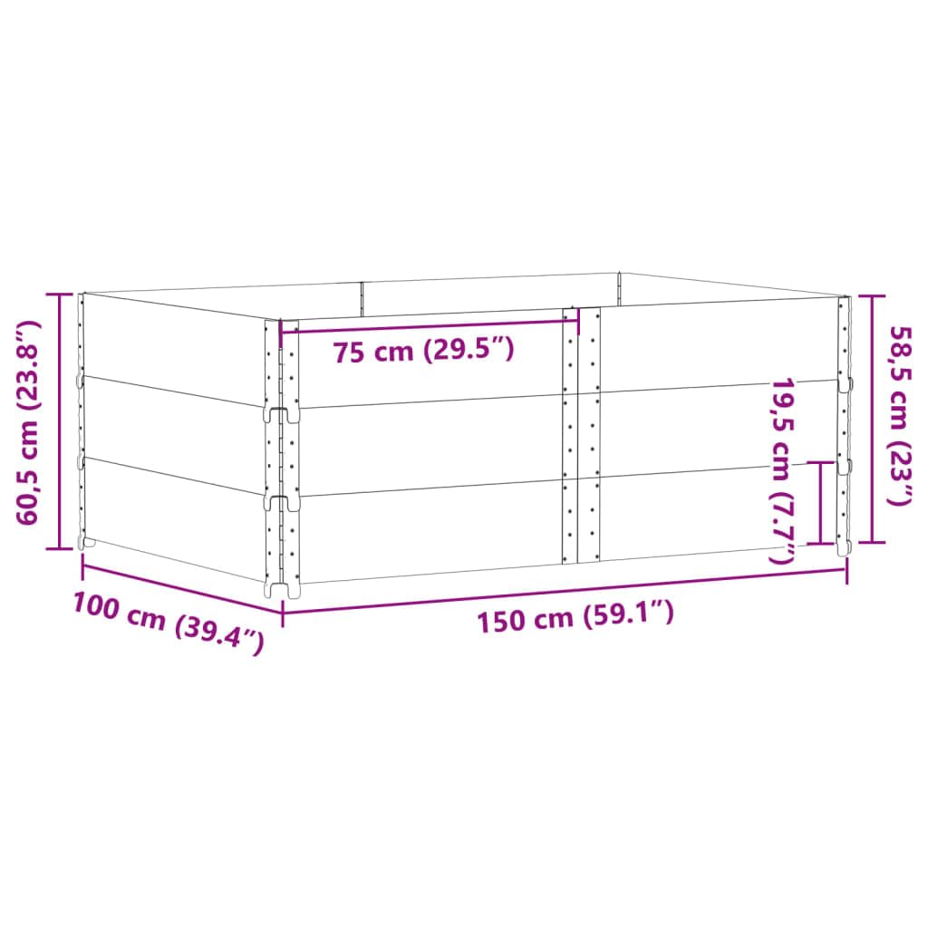 Paretali per Pallet 3pz Grigi 150x100cm Legno Massello di Pino, Commercio e Industria,Movimentazione di Materiali,Pianali di carico e Pallet, 37.1kg-3295384