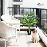 Der Rose 28'' Fake Plants Large Artificial Palm Tall Faux Tree Indoor for Living Room Porch Balcony Patio Decor Outdoor (Black Pot)