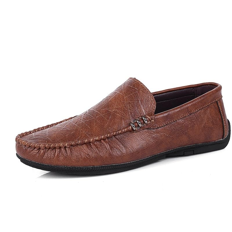 Mens Loafers Shoe Round Toe Faux Leather Loafer Shoes Anti-Slip Lightweight Comfortable Classic Party Slip-ons