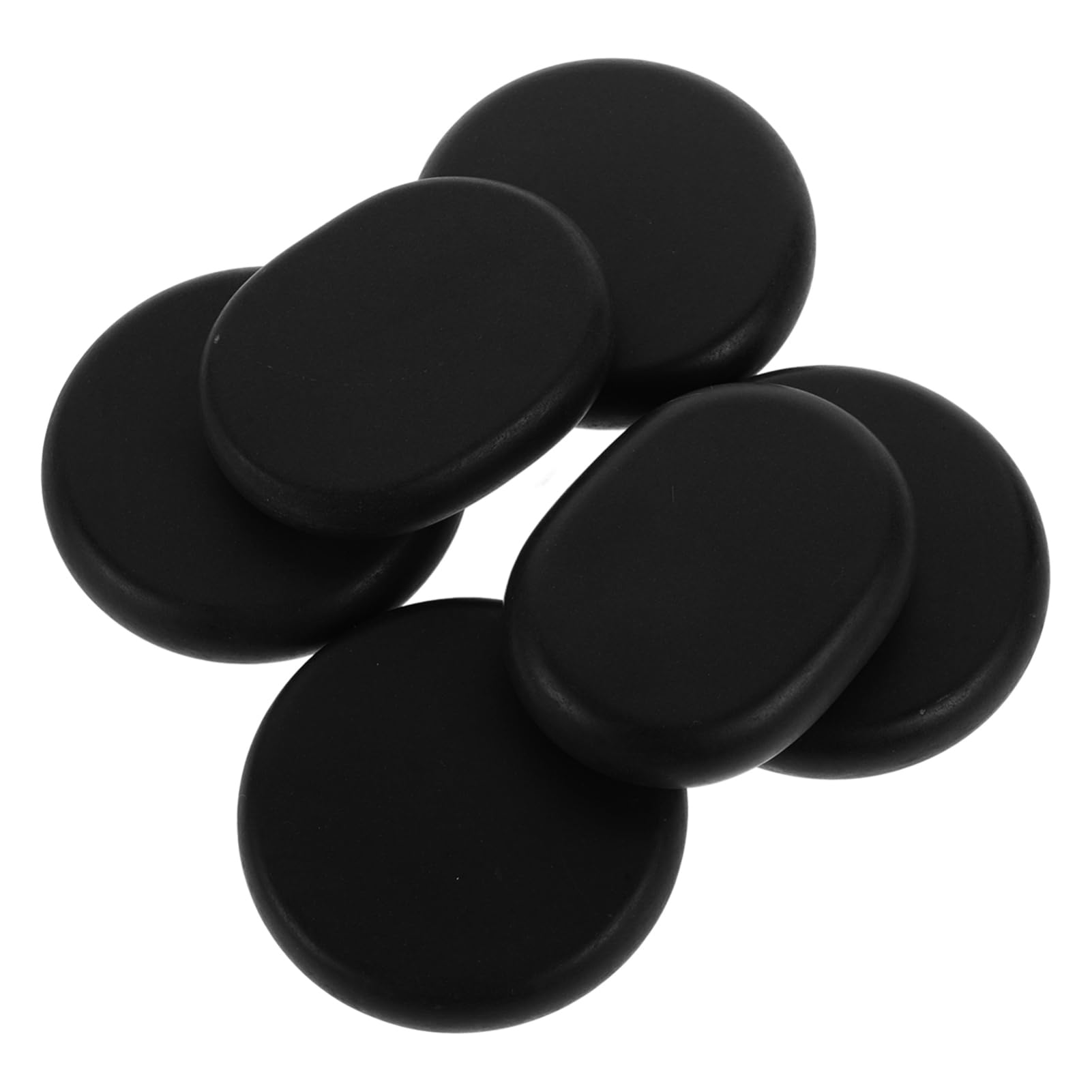 FRCOLOR Juego de 6 Piedras de Masaje Calientes de Piedra Bian, Redondas, Negras, para Spa en Casa y Alivio Muscular, Uso Versátil