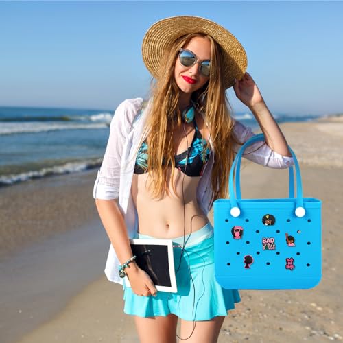 Hikkcos 6Pcs Pink Black Girl Charms for Bogg Bag Clips Insert Bogg Bag Accessories for Women Totes, Bag Charms for Simply Southern Totes,Rubber Tote Bag4