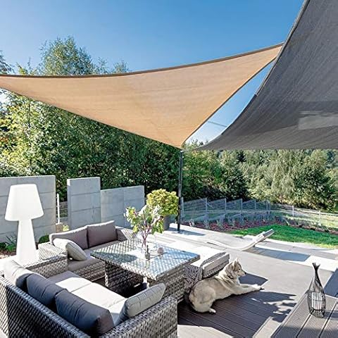 SUNLAX Sun Shade Sail, 16'x16'X16' Sand Triangle Canopy Shades for Outdoor Patio Pergola Cover Sunshade Sails UV Blocking Canovas Covers Cover