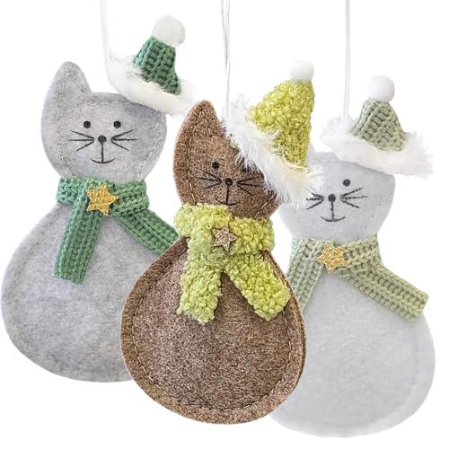 Filzanhänger Katzen, 3 Stück: Weihnachtsanhänger aus Filz,...