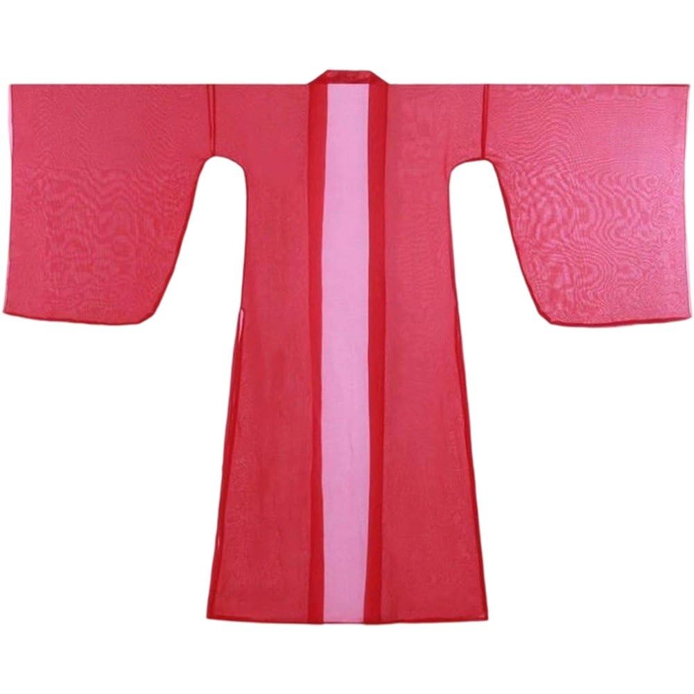 Hrippy Red Ancient Chinese Hanfu Fairy Thin Tulle Cardigan Wide Sleeved Coat Classical Dance Costume Performance Coat Hanbok