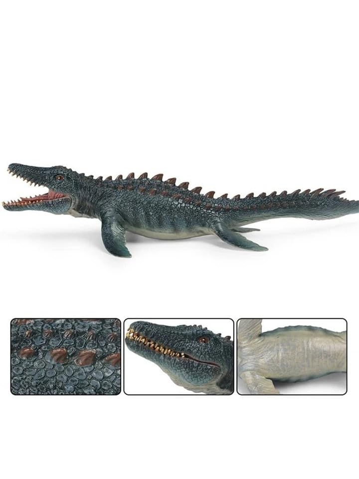 Image of Mosasaurus Realistic Dinosaur Toy with Movable Mouth Textured Dinosaur Figure Prehistoric Animal Creatures Educational Toy for Kids & Adults