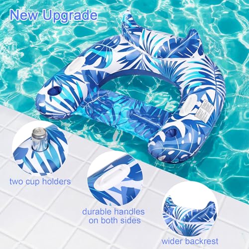 Korlon Inflatable Pool Floats, 2 Pack Adult Pool Float Chair with Cup Holders & Handles - image 3