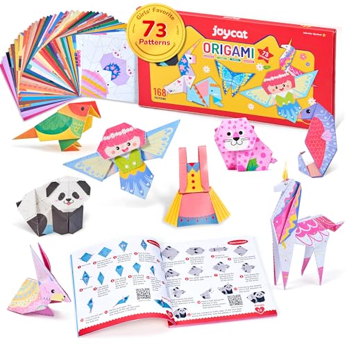 JoyCat Origami Paper Kit for Kids,180 Sheet 5.5x5.5 Colorful Paper,73 Unique & Unicorn Style with Instruction Book,Art&Crafts Supply Set for Ages 5-12 Girl,Ideal DIY & Educational Toy,Gift for Kids