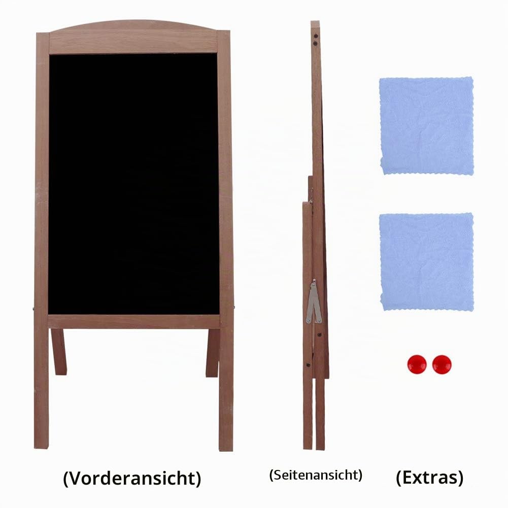 UNHO Werbetafel Standtafel, Magnetischer Kundenstopper aus Holz Maltafel klappbar - Braun