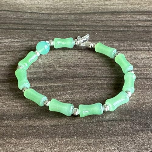 Fashion Faux Jade Beads Bracelet Leaf Charm Glass Link Bracelet3
