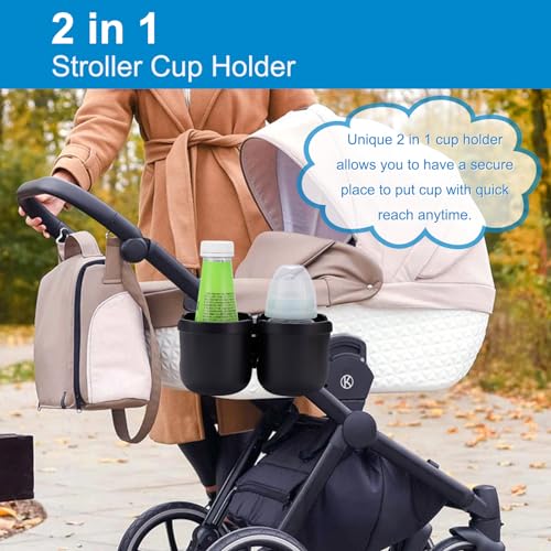 Image of Accmor Stroller Cup Holder, Universal Cup Holder for Uppababy Nuna Doona Strollers, Bottle Drinks Holder for Wheelchair, Walker, Bike, Scooter
