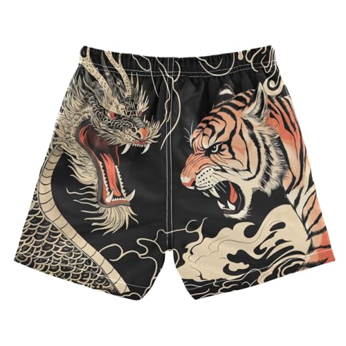 Boys Swim Trunks Quick Dry Beach Board Shorts Toddler Dragon Tiger Swimsuit Bathing Suits with Mesh Lining2